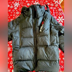 Vintage Ralph Lauren RLX Black Goose Down Hooded Puffer Ski Jacket Size M